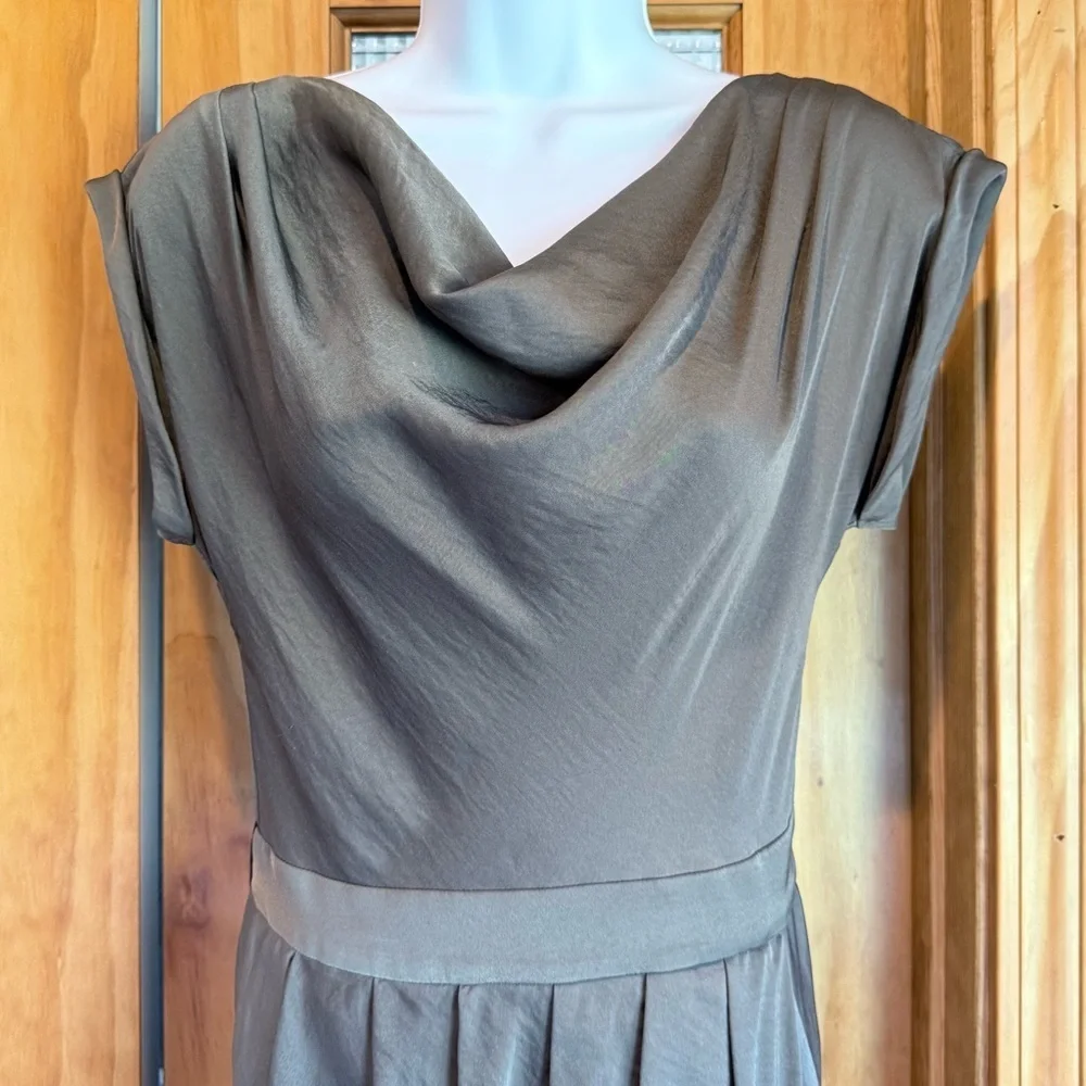 BCBGMaxAzria Taupe Gray Brown Cowl Neck Mini Dress sz XXS